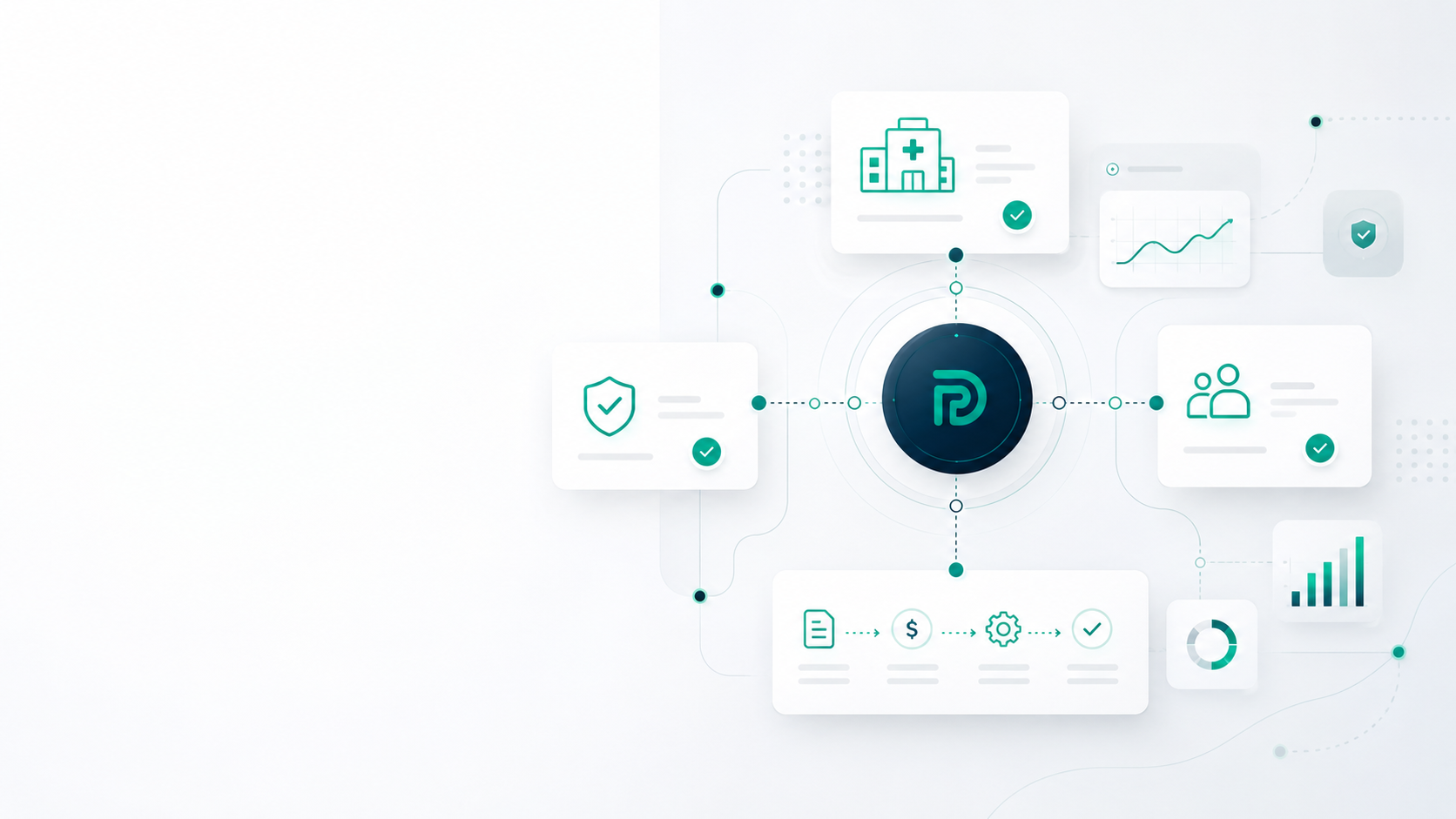 Illustration of connected payment operations across healthcare organizations